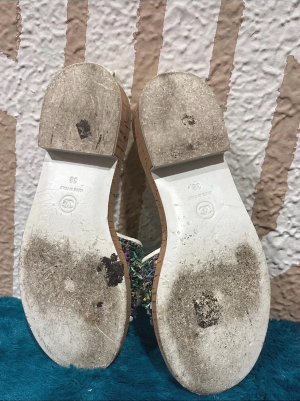 Chanel Tweed Slide Sandals